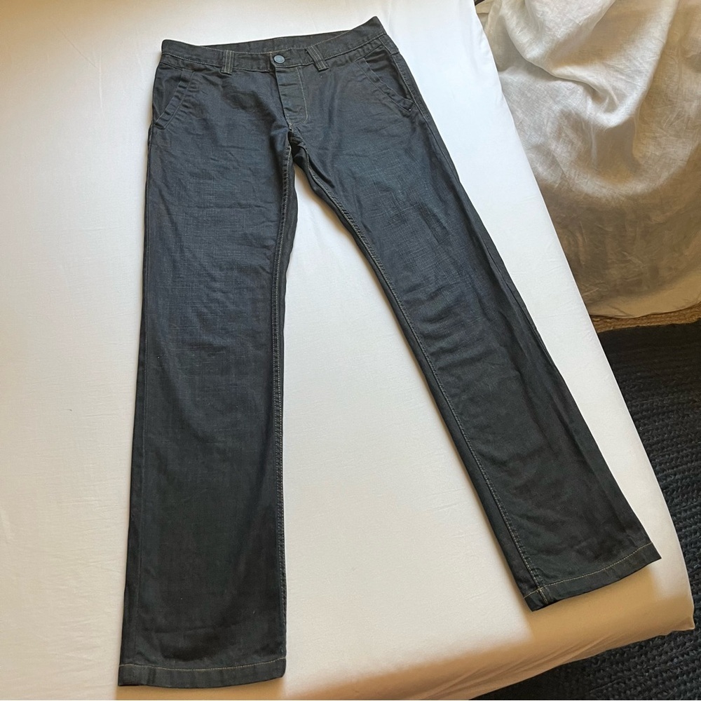 DEVRED dark blue denim contrast‎ stitch slim straight leg jeans